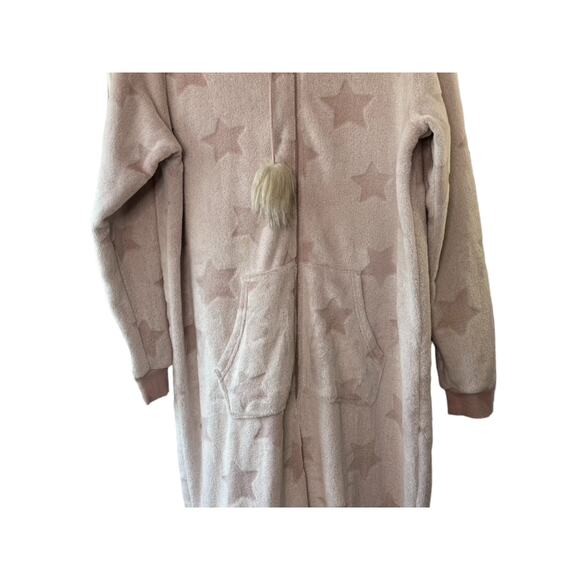 Secret Treasured SOFT Pink Star Print Half Zip Footless Hooded Pajamas XL 16/18 - Picture 3 of 12
